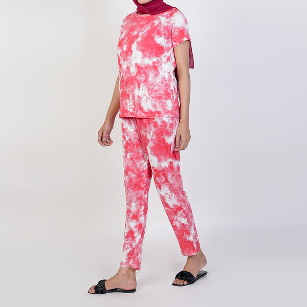 Women's Printed Half Sleeves Suit - Red