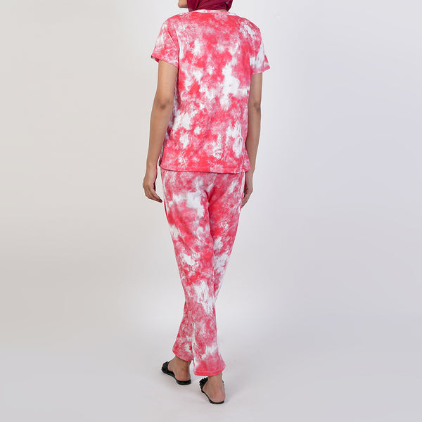 Women's Printed Half Sleeves Suit - Red