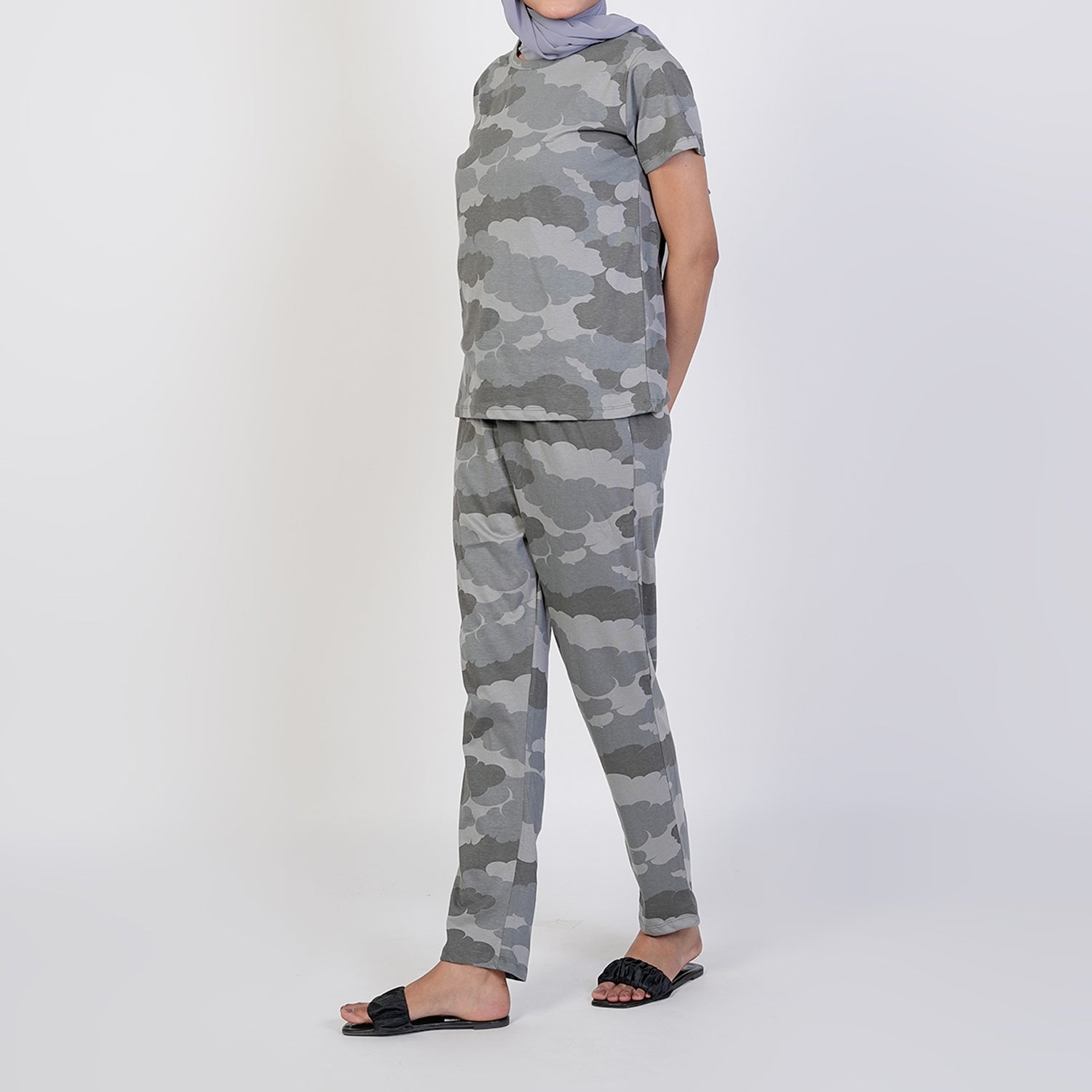 Women's Printed Half Sleeves Suit - Grey, Women Co-Ord Set, Chase Value, Chase Value