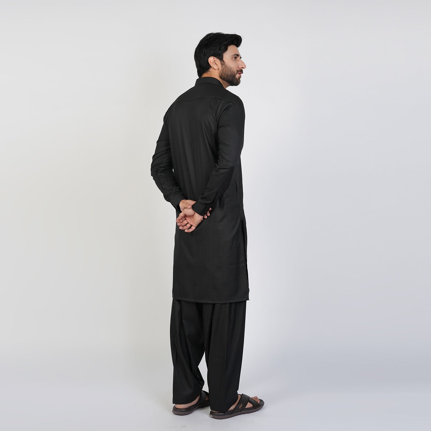 Men's Slim Fit Kameez Shalwar Suit - Black, Men's Shalwar Kameez, Chase Value, Chase Value
