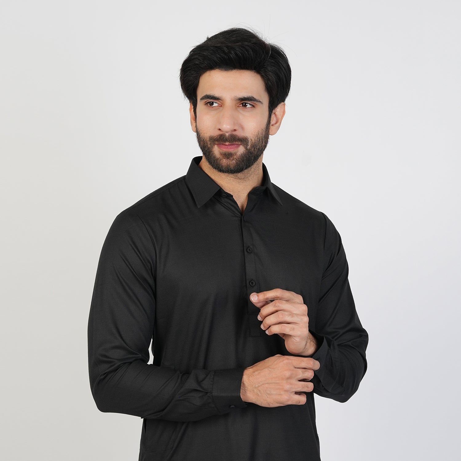 Men's Slim Fit Kameez Shalwar Suit - Black, Men's Shalwar Kameez, Chase Value, Chase Value