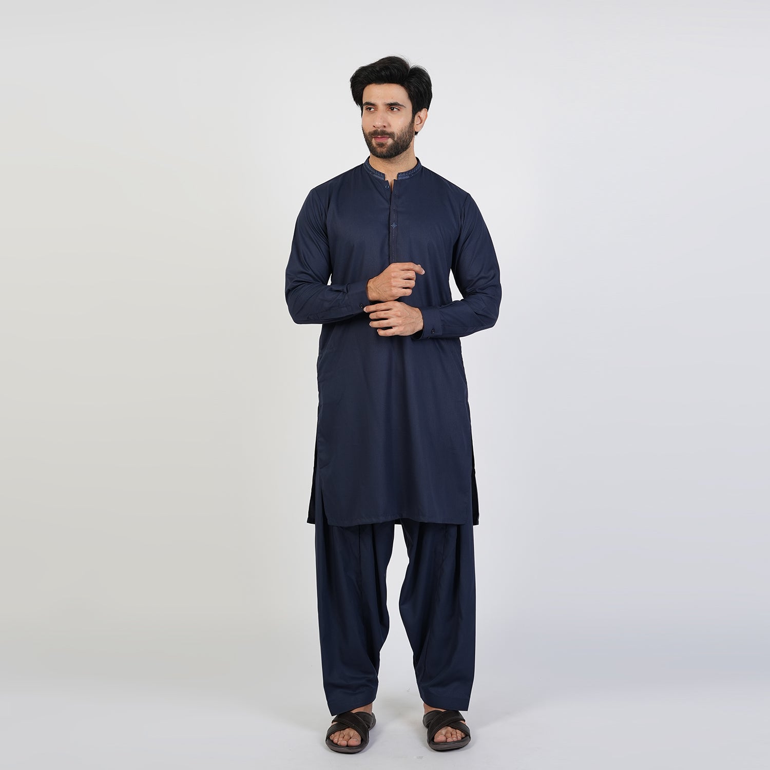 Eminent Men's Trim Fit Embroided Shalwar  Suit - Navy Blue, Men's Shalwar Kameez, Eminent, Chase Value