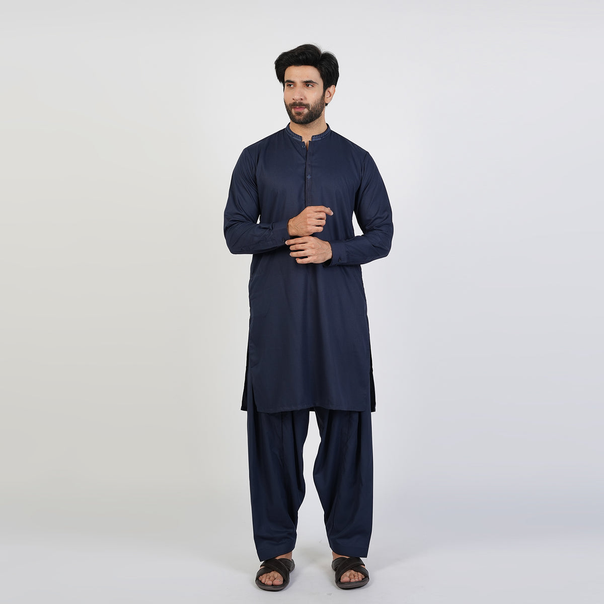 Eminent Men's Trim Fit Embroided Shalwar  Suit - Navy Blue, Men's Shalwar Kameez, Eminent, Chase Value