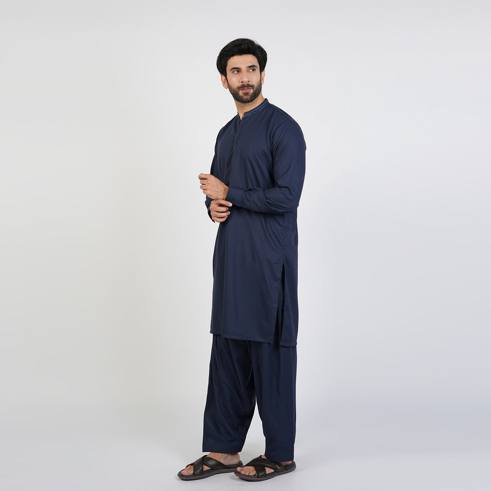 Eminent Men's Trim Fit Embroided Shalwar  Suit - Navy Blue, Men's Shalwar Kameez, Eminent, Chase Value
