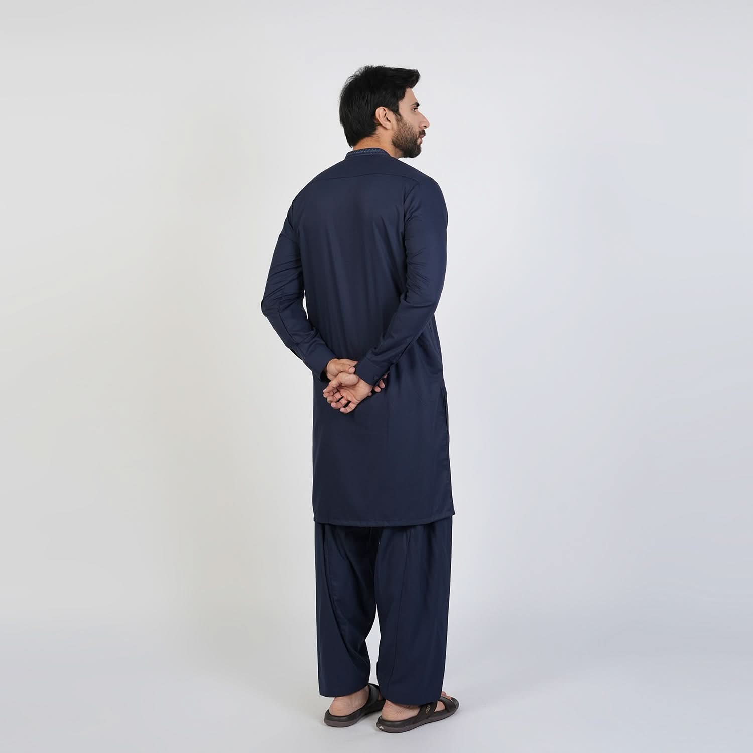 Eminent Men's Trim Fit Embroided Shalwar  Suit - Navy Blue, Men's Shalwar Kameez, Eminent, Chase Value
