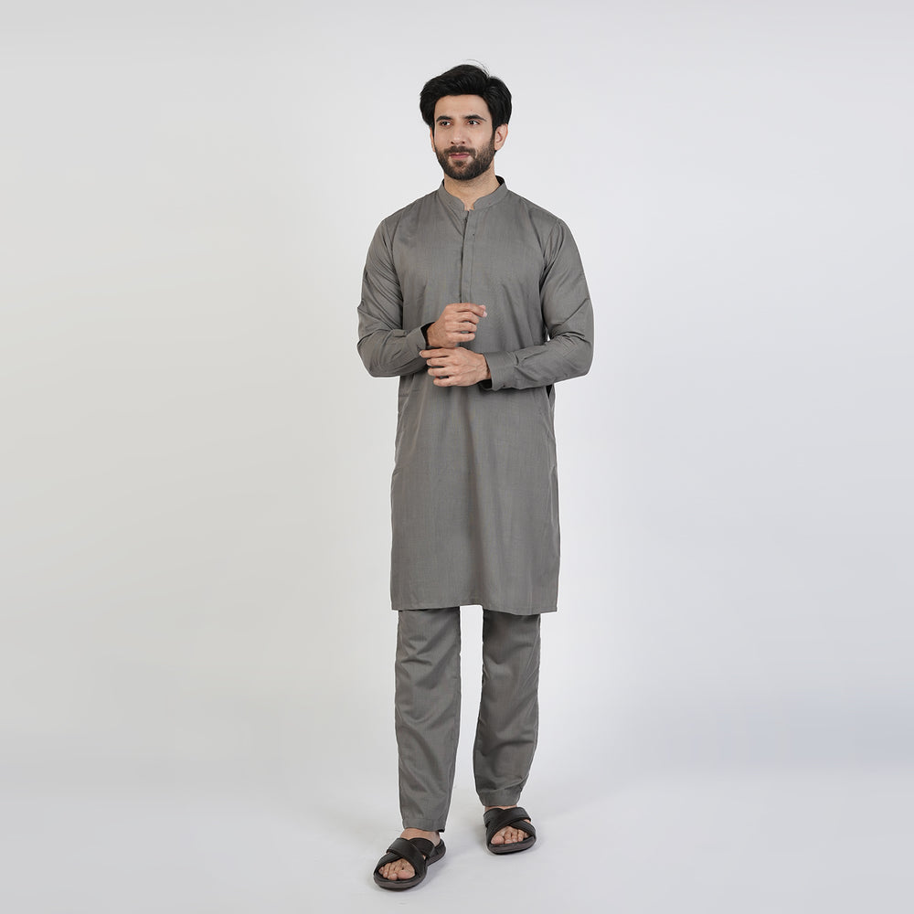 Eminent Men's Trim Fit Kurta Pajama - Charcoal Grey, Men's Shalwar Kameez, Eminent, Chase Value
