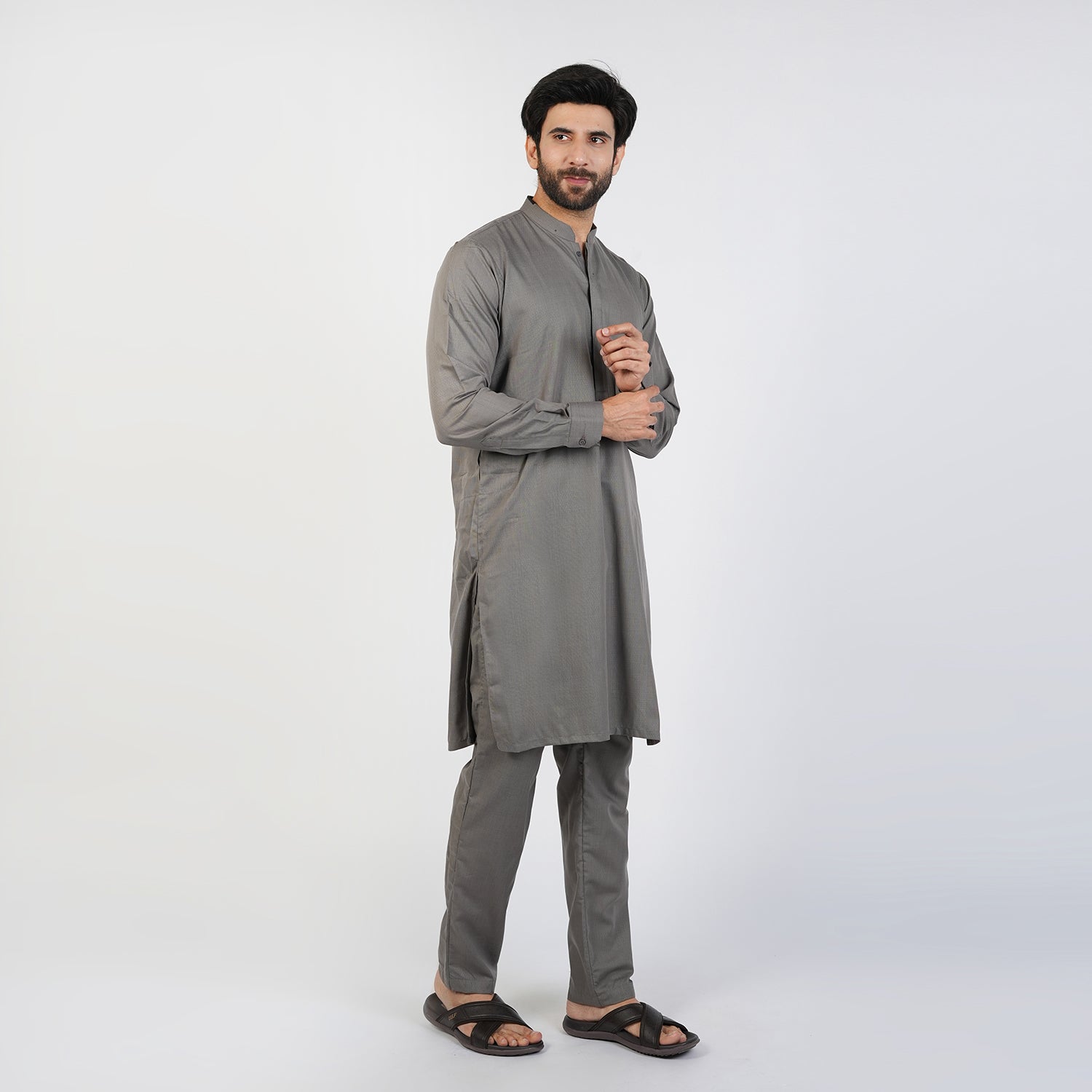 Eminent Men's Trim Fit Kurta Pajama - Charcoal Grey, Men's Shalwar Kameez, Eminent, Chase Value