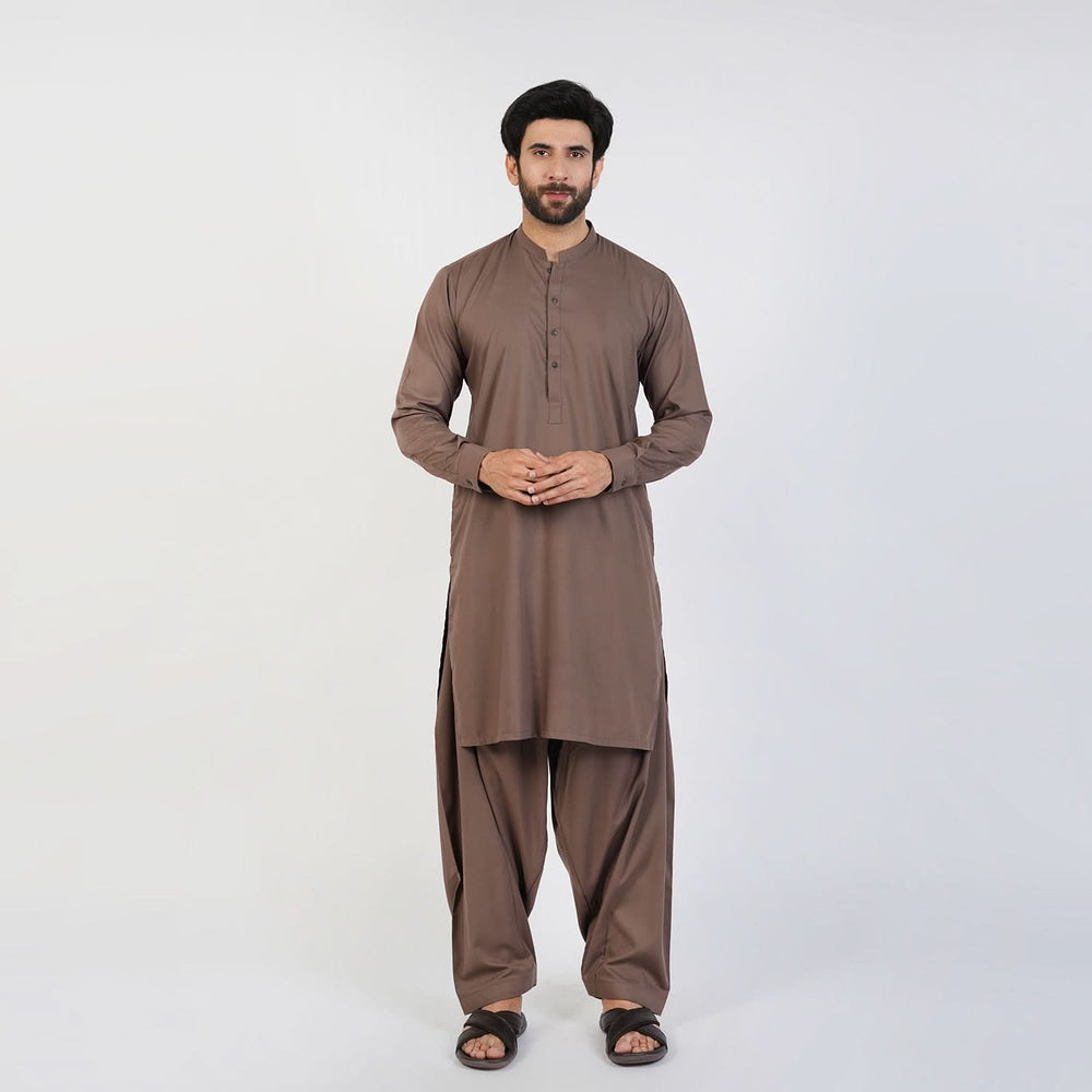 Eminent Men's Trim Fit Plain Shalwar Suits - Dark Brown, Men's Shalwar Kameez, Eminent, Chase Value