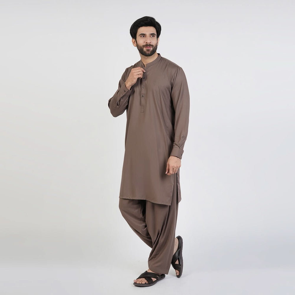 Eminent Men's Trim Fit Plain Shalwar Suits - Dark Brown, Men's Shalwar Kameez, Eminent, Chase Value