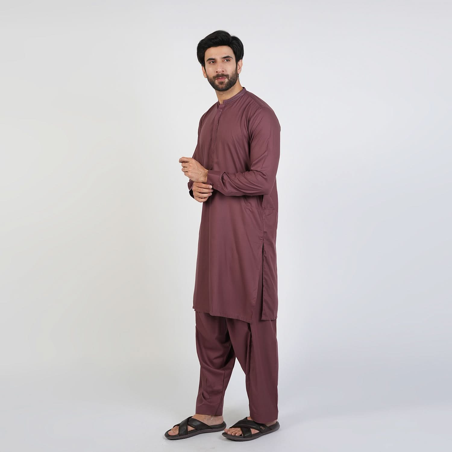Eminent Men's Trim Fit Embroidered Shalwar  Suit - Choco Brown, Men's Shalwar Kameez, Eminent, Chase Value