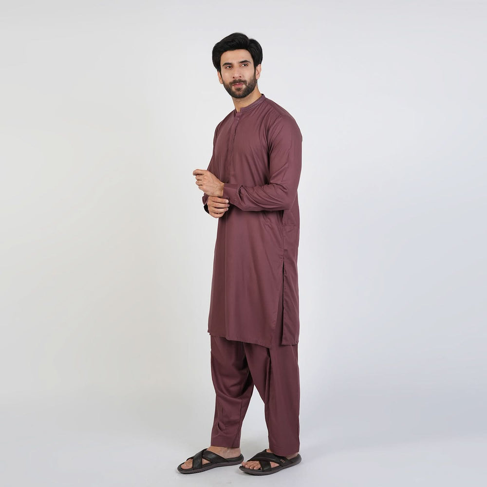 Eminent Men's Trim Fit Embroidered Shalwar  Suit - Choco Brown, Men's Shalwar Kameez, Eminent, Chase Value