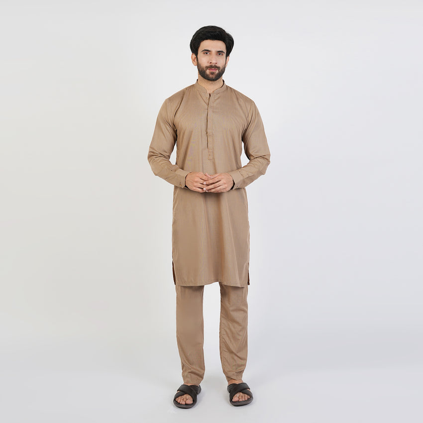 Eminent Men's Trim Fit Kurta Pajama - Coffee Brown