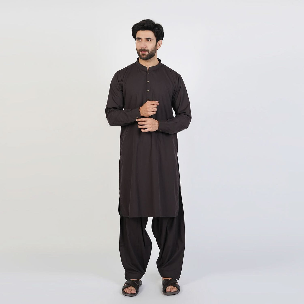 Eminent Men's Trim Fit Plain Shalwar Suits - Black Frost, Men's Shalwar Kameez, Eminent, Chase Value