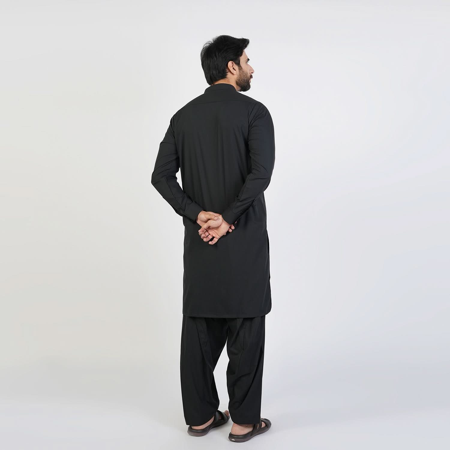 Eminent Men's Trim Fit Plain Shalwar Suits - Jet Black, Men's Shalwar Kameez, Eminent, Chase Value
