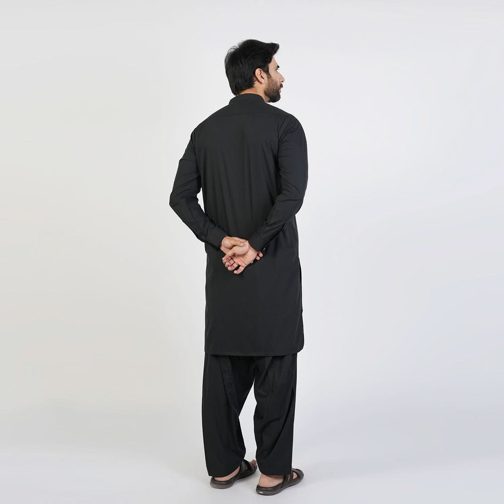 Eminent Men's Trim Fit Plain Shalwar Suits - Jet Black, Men's Shalwar Kameez, Eminent, Chase Value