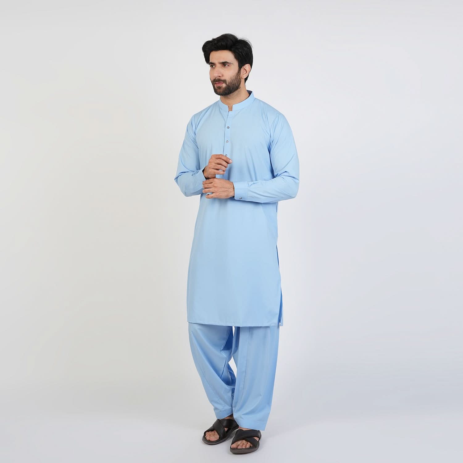 Eminent Men's Trim Fit Plain Shalwar Suits - Sky Blue, Men's Shalwar Kameez, Eminent, Chase Value