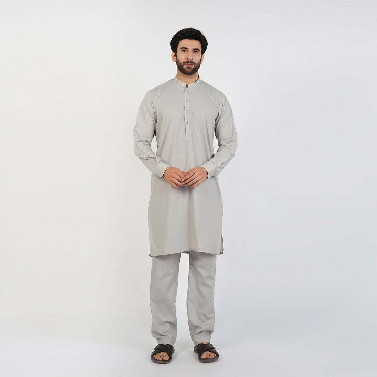 Eminent Men's Trim Kurta Pajama - Light Grey, Men's Shalwar Kameez, Eminent, Chase Value