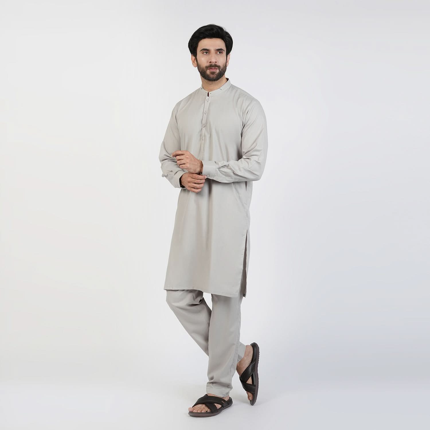 Eminent Men's Trim Kurta Pajama - Light Grey, Men's Shalwar Kameez, Eminent, Chase Value