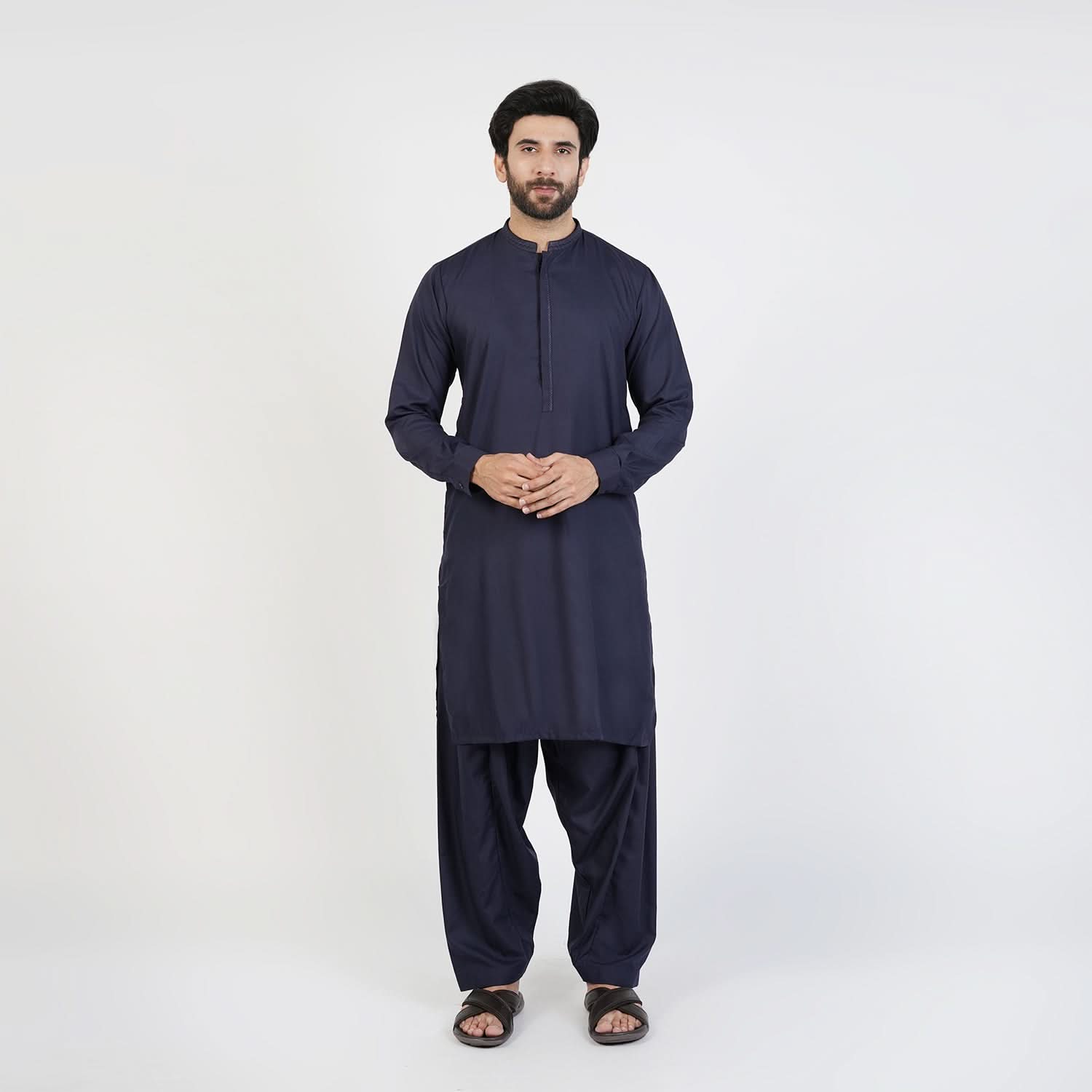Eminent Men's Trim Fit Embrioded Shalwar  Suit - Navy Blue, Men's Shalwar Kameez, Eminent, Chase Value