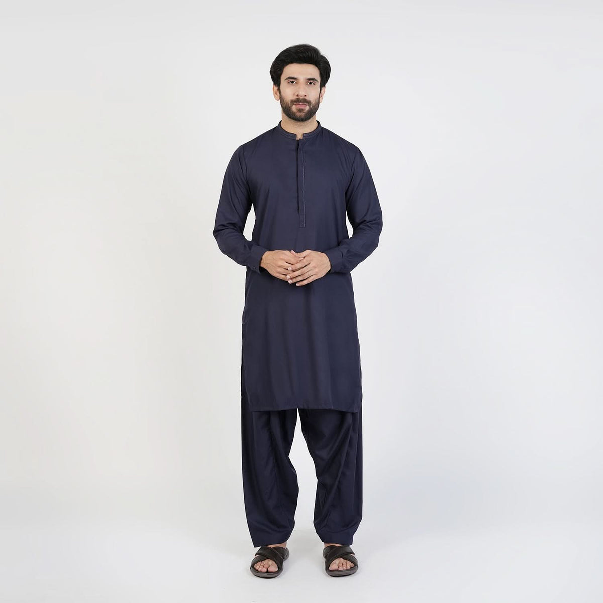 Eminent Men's Trim Fit Embrioded Shalwar  Suit - Navy Blue, Men's Shalwar Kameez, Eminent, Chase Value