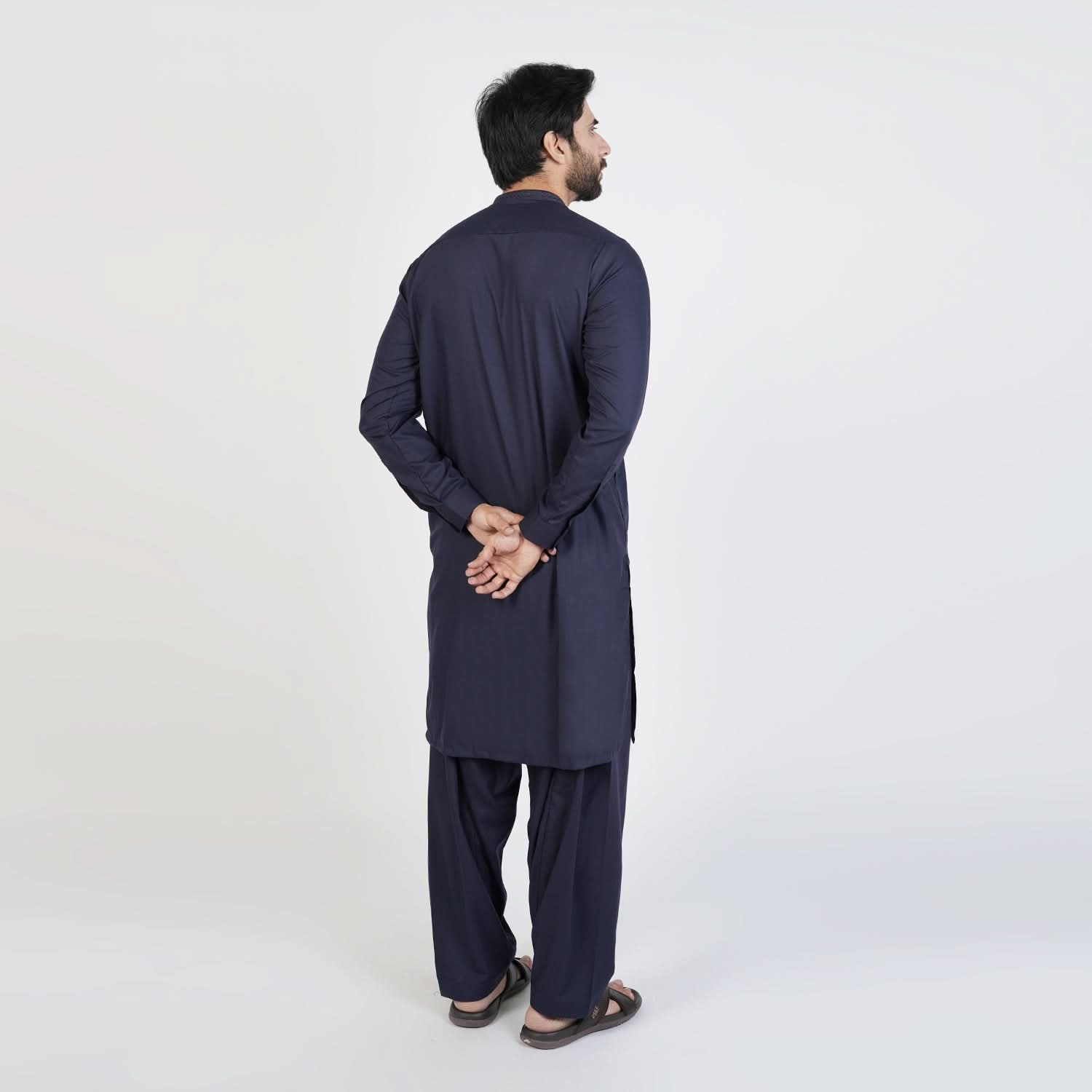 Eminent Men's Trim Fit Embrioded Shalwar  Suit - Navy Blue, Men's Shalwar Kameez, Eminent, Chase Value