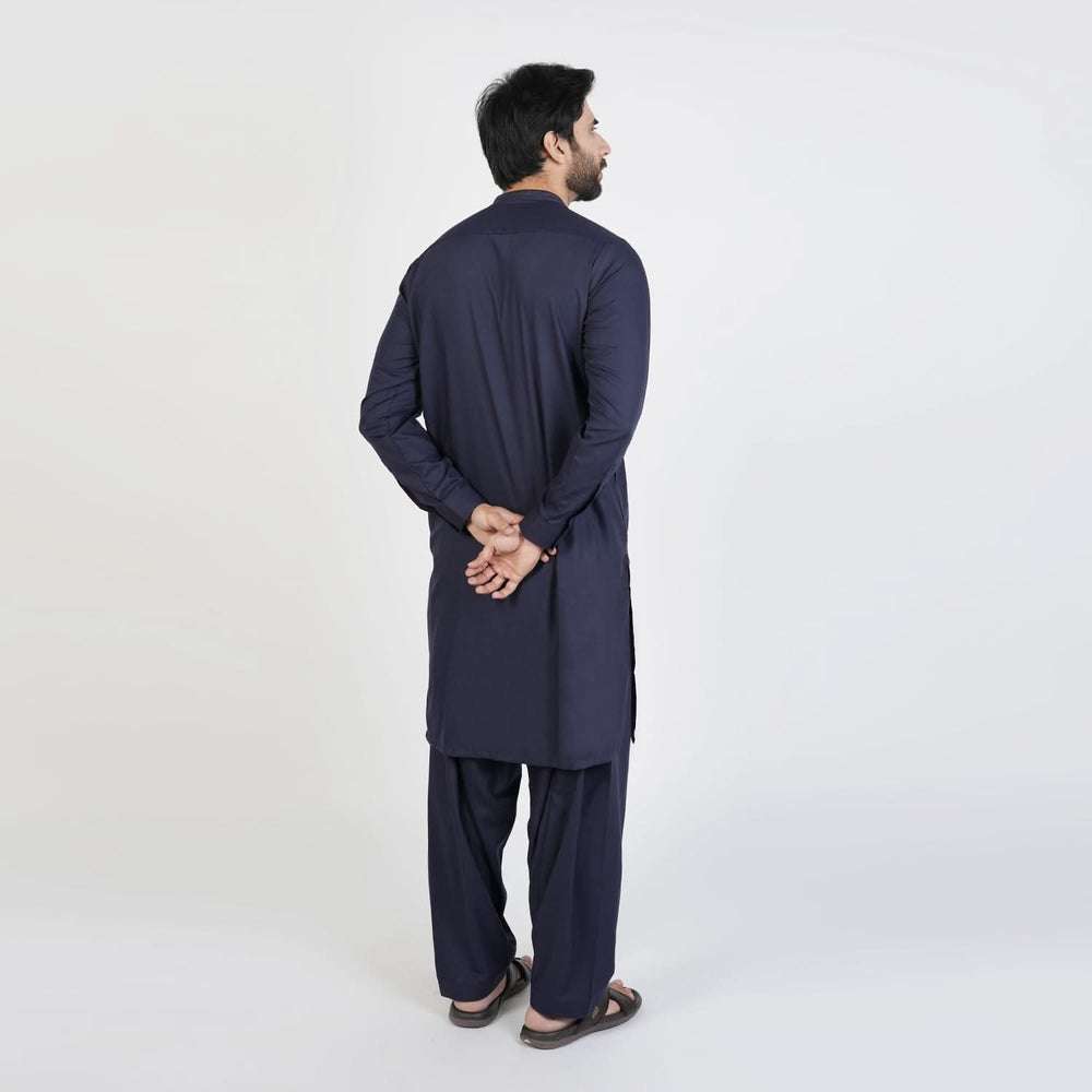 Eminent Men's Trim Fit Embrioded Shalwar  Suit - Navy Blue, Men's Shalwar Kameez, Eminent, Chase Value