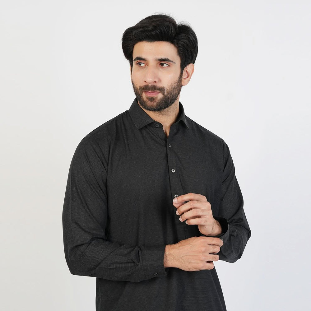 Eminent Men's Trim Fit Plain Shalwar Suits - Black, Men's Shalwar Kameez, Eminent, Chase Value