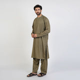 Eminent Men's Trim Fit Embroided Shalwar  Suit - Olive, Men's Shalwar Kameez, Eminent, Chase Value