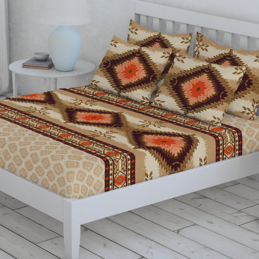 Percale Finish Fitted Sheet with 2 Pillow - Multi Color, Double Size Bed Sheet, Chase Value, Chase Value