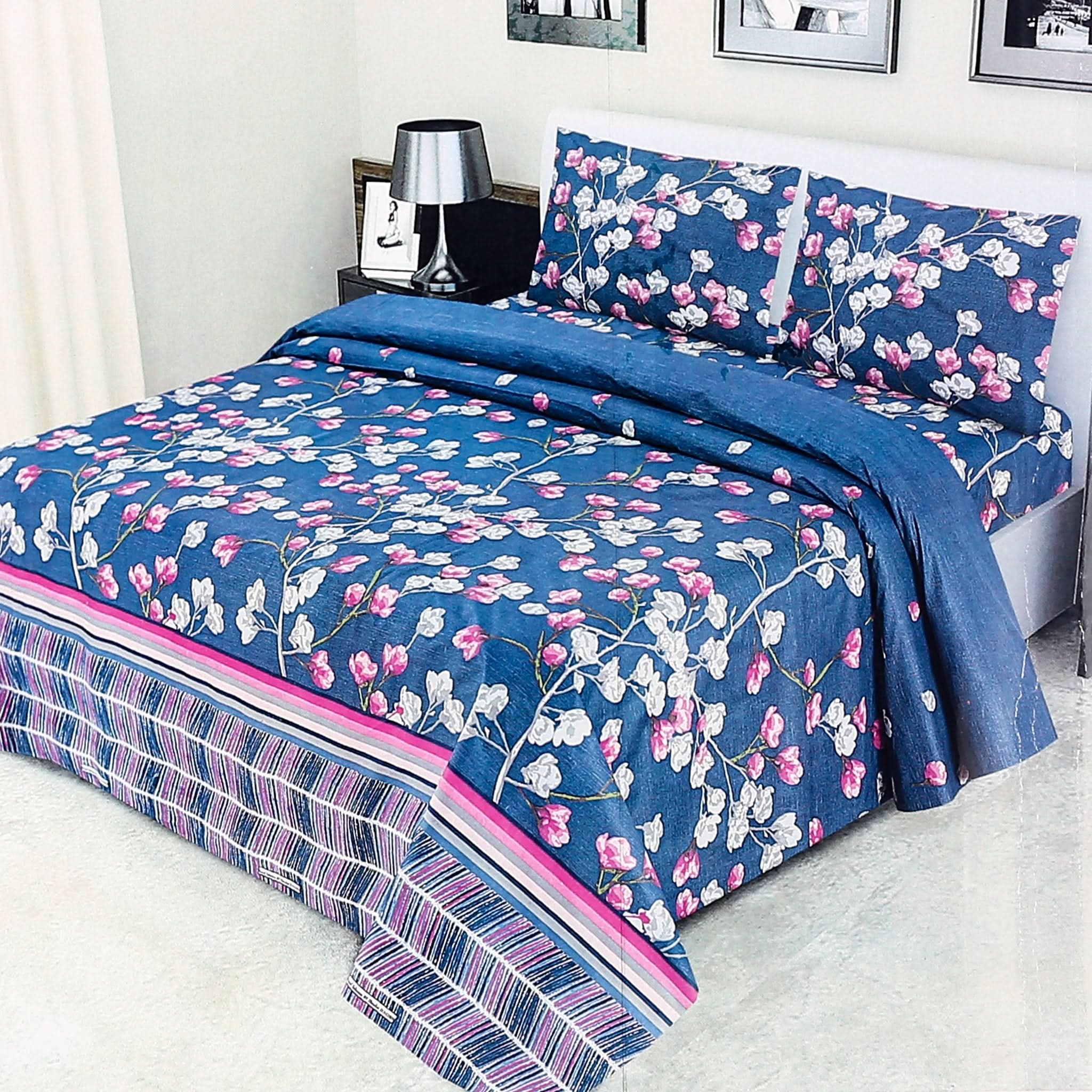 Valuable Soft Feel Double Bedsheet 3Pcs - A7, Double Size Bed Sheet, Chase Value, Chase Value