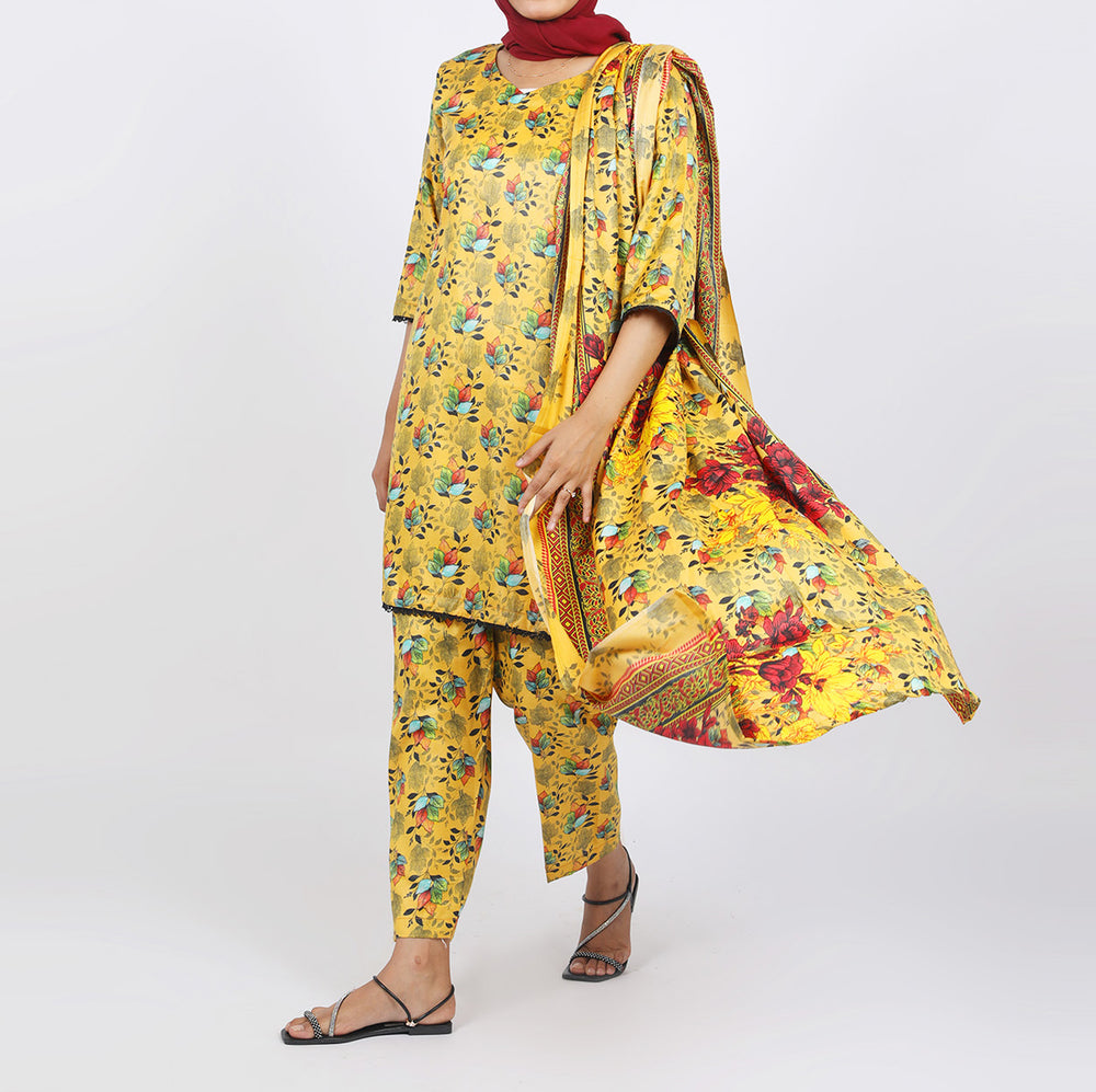 Shataj Febron Wash & Wear Unstitched Printed 3Pcs Suit - A7, Women, 3Pcs Shalwar Suit, Shataj, Chase Value