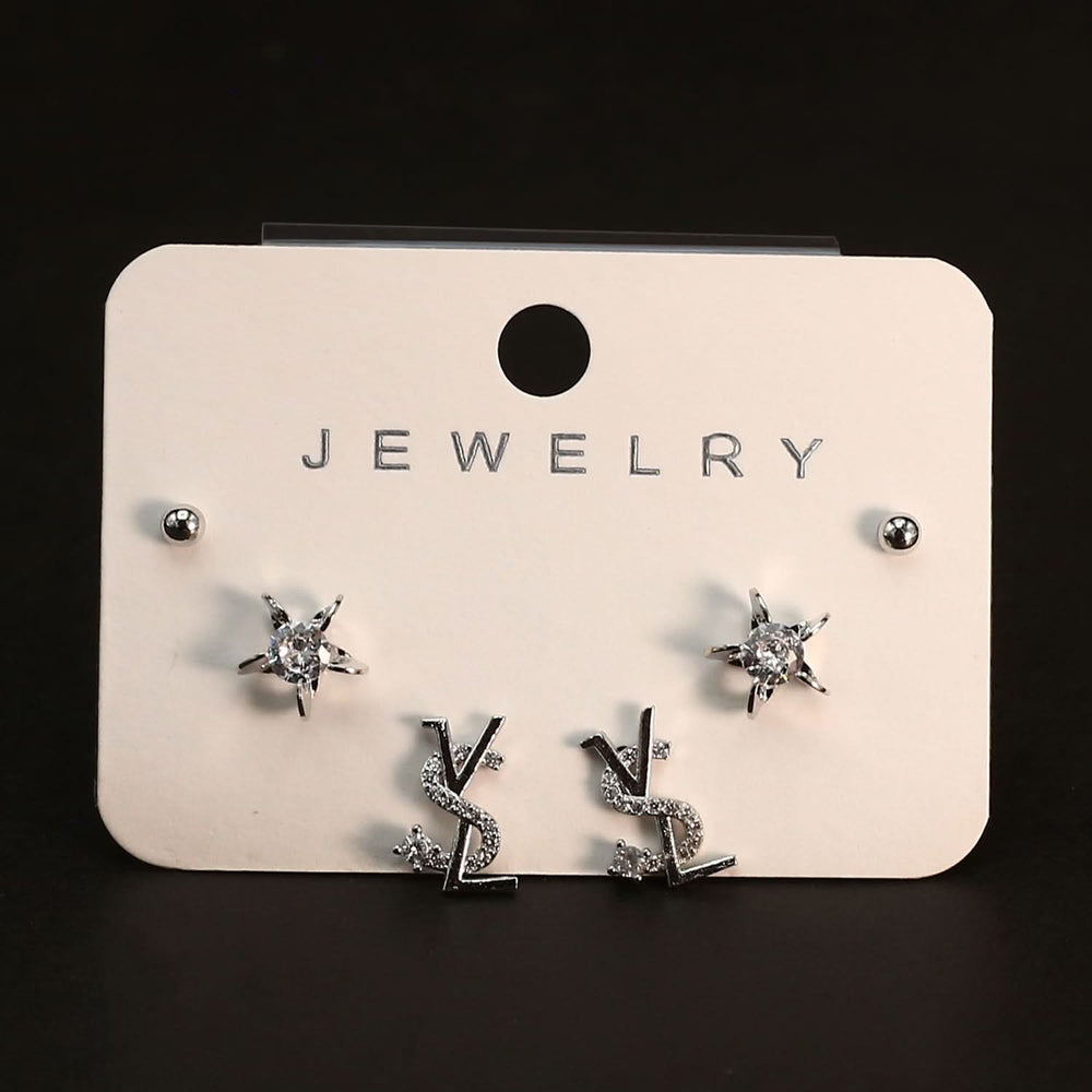 Women's Tops 3 Pcs - Silver, Women Earrings & Tops, Chase Value, Chase Value