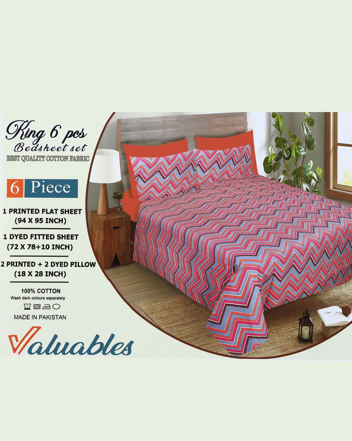 Valuables King Size 6 Pcs Combo Set, King Size Bed Sheet, Chase Value, Chase Value