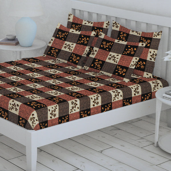 Percale Finish Fitted Sheet with 2 Pillow - Multi Color