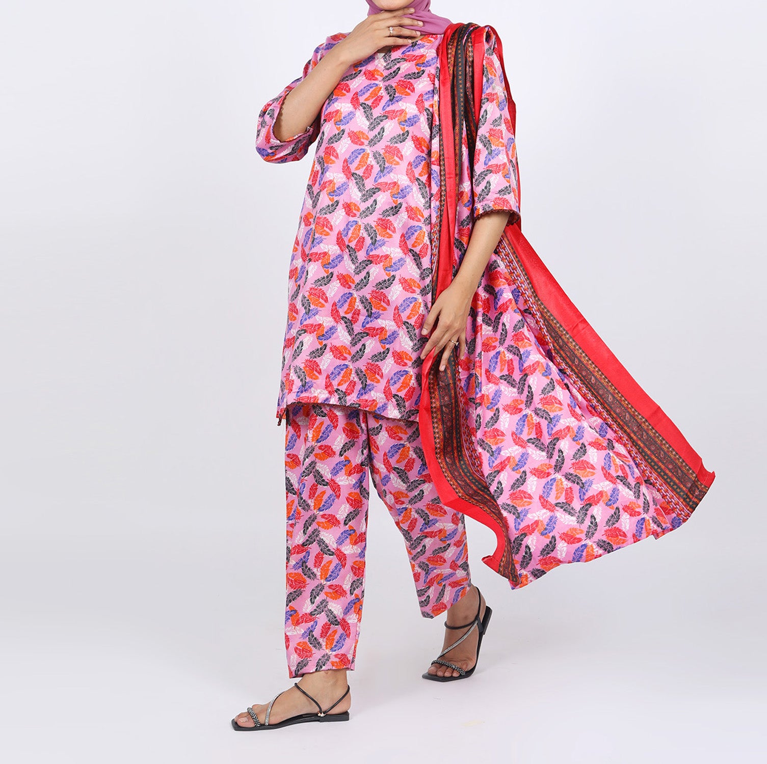 Shataj Febron Wash & Wear Unstitched Printed 3Pcs Suit - A8, Women, 3Pcs Shalwar Suit, Shataj, Chase Value