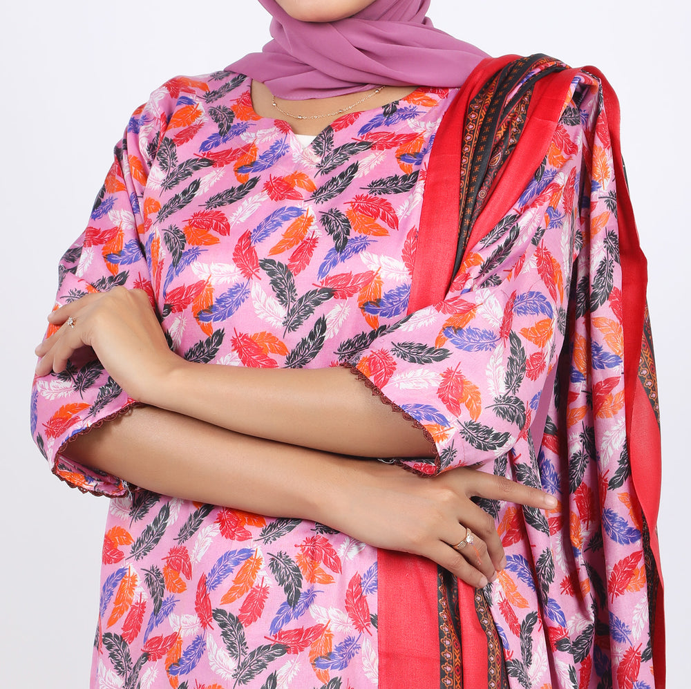 Shataj Febron Wash & Wear Unstitched Printed 3Pcs Suit - A8, Women, 3Pcs Shalwar Suit, Shataj, Chase Value