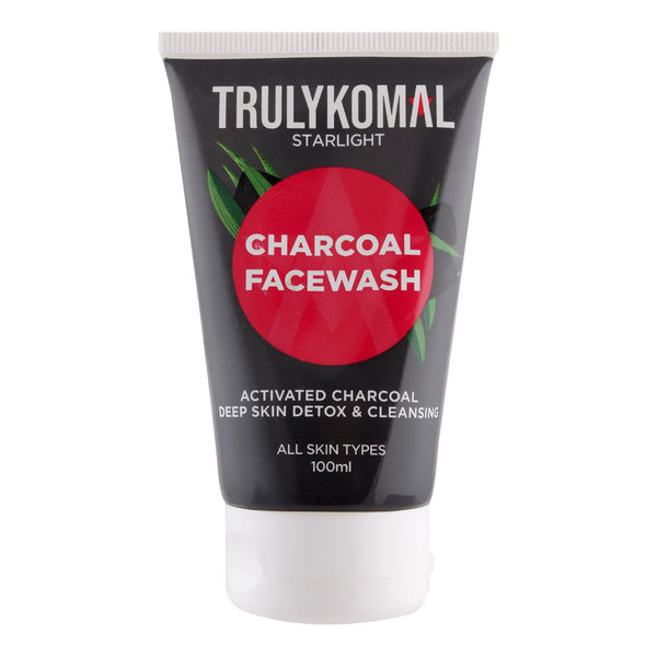 Truly Komal Charcoal Face Wash  All Skin Types  100ml, Face Washes, Truly Komal, Chase Value
