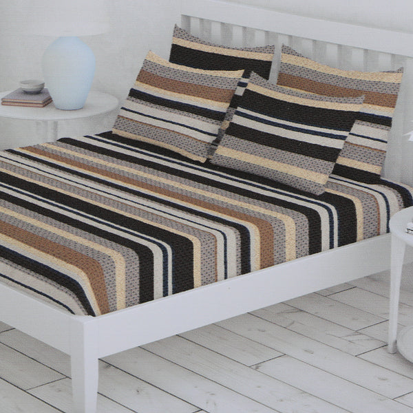 Percale Finish Fitted Sheet with 2 Pillow - Multi Color