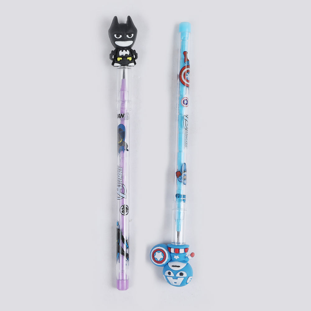 Bullet Pencil With Cartoon Character Eraser 2Pcs, Stationery Supplies, Chase Value, Chase Value