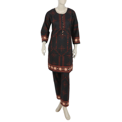 Women's Digital Printed Khaddar 2pcs Suit - Black