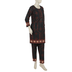 Women's Digital Printed Khaddar 2pcs Suit - Black