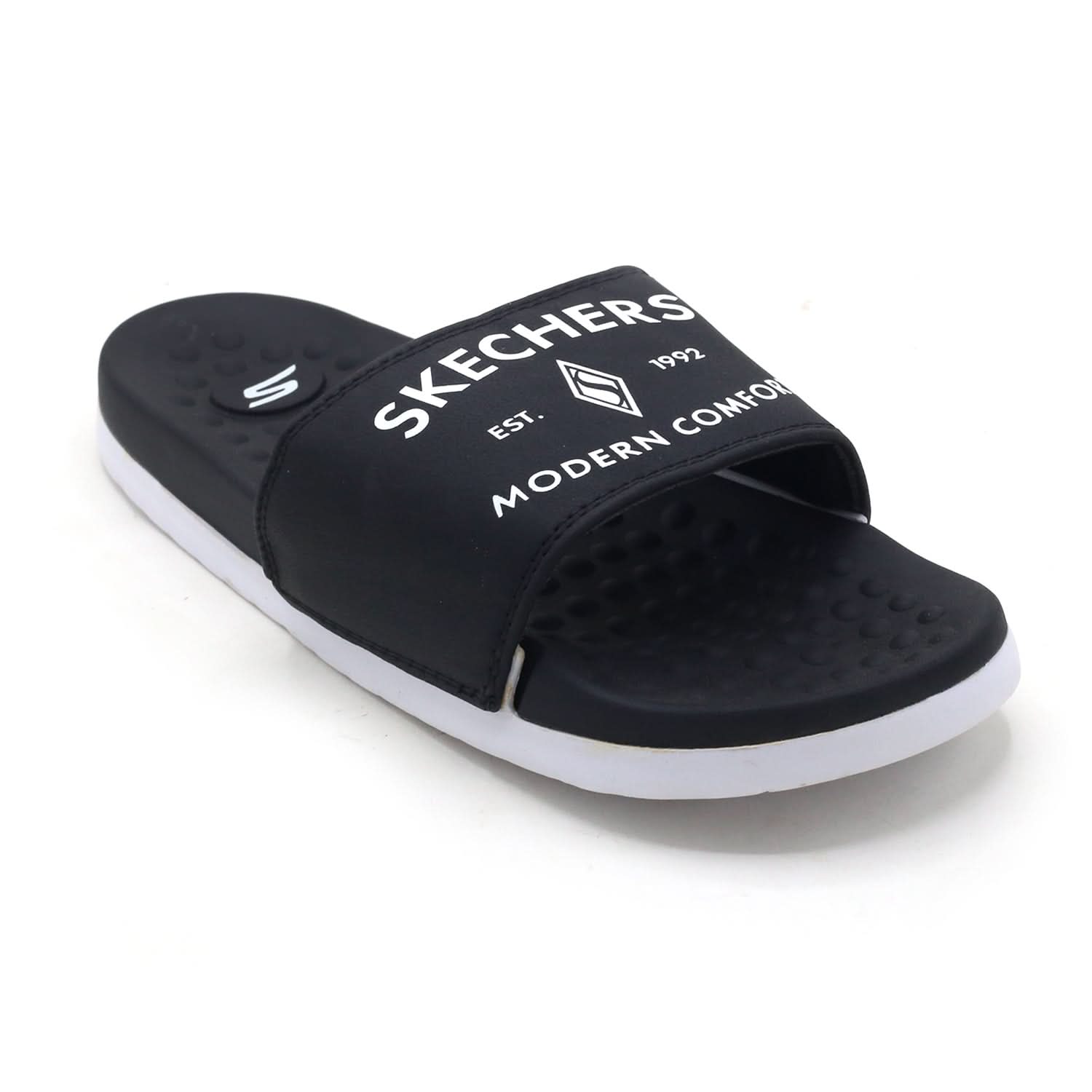 Skechers Modern Comfort Slider For Men - Black & White, Men's Slippers, Chase Value, Chase Value