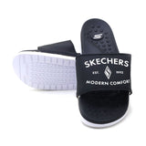 Skechers Modern Comfort Slider For Men - Black & White, Men's Slippers, Chase Value, Chase Value