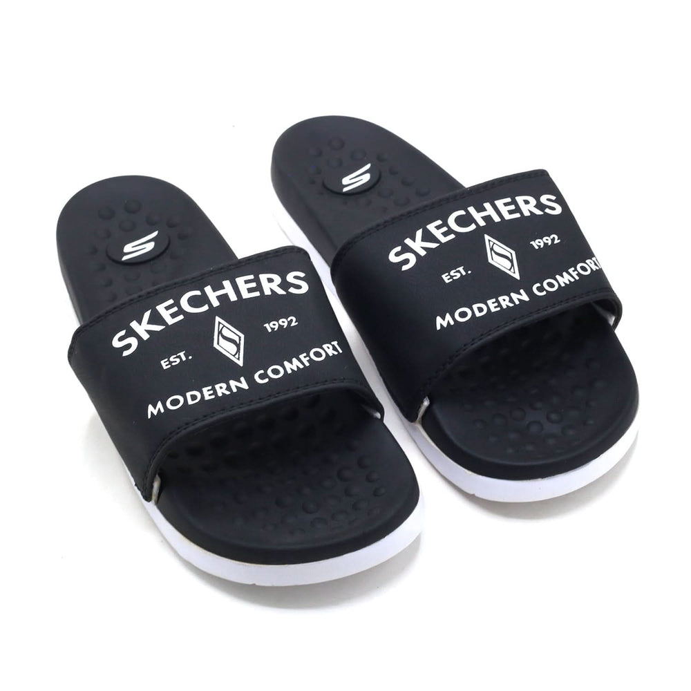 Skechers Modern Comfort Slider For Men - Black & White, Men's Slippers, Chase Value, Chase Value