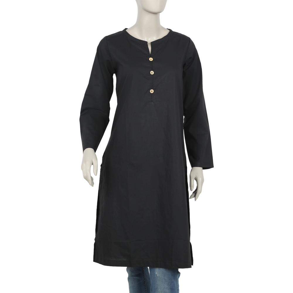 Women's Plain Kurti - Black, Women Ready Kurtis, Chase Value, Chase Value