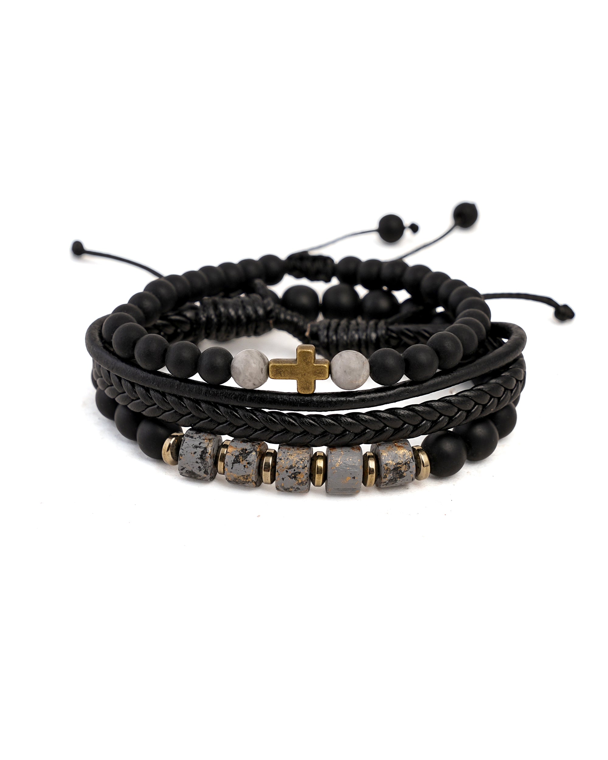 3 Pcs Gents Leather Bracelets, Men's Jewellery, Chase Value, Chase Value