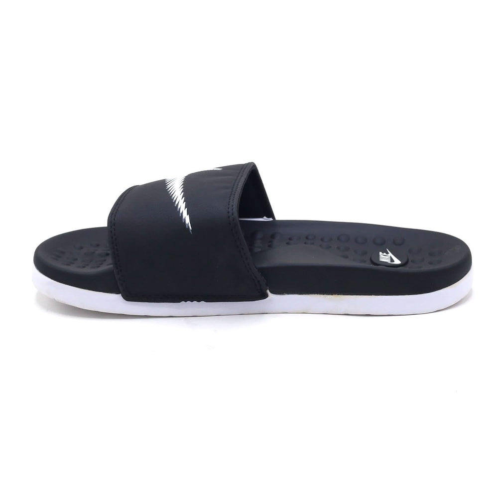 Synthetic Slip On Flat Nike 22 Slider - Black, Men's Slippers, Chase Value, Chase Value