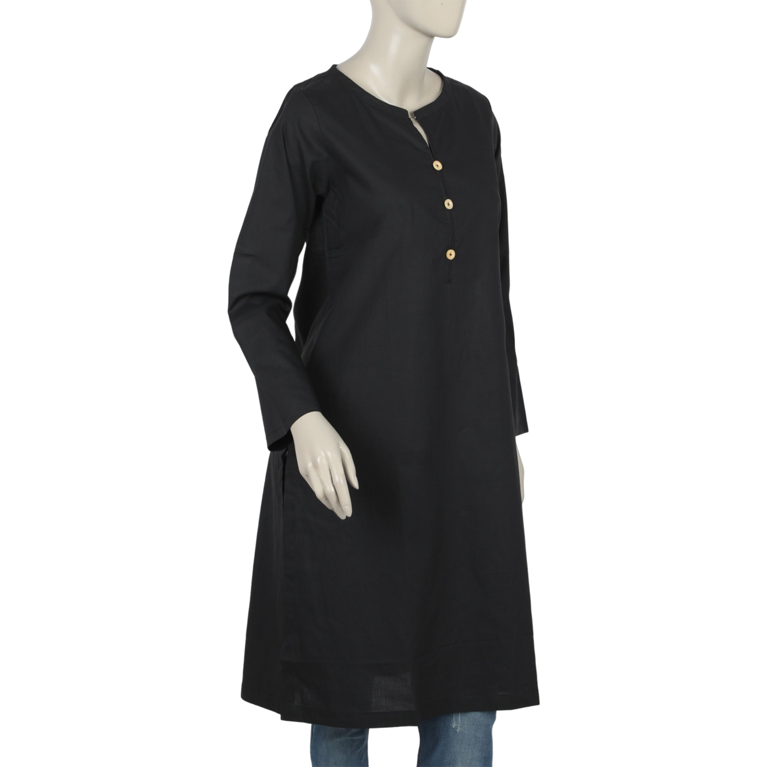 Women's Plain Kurti - Black, Women Ready Kurtis, Chase Value, Chase Value