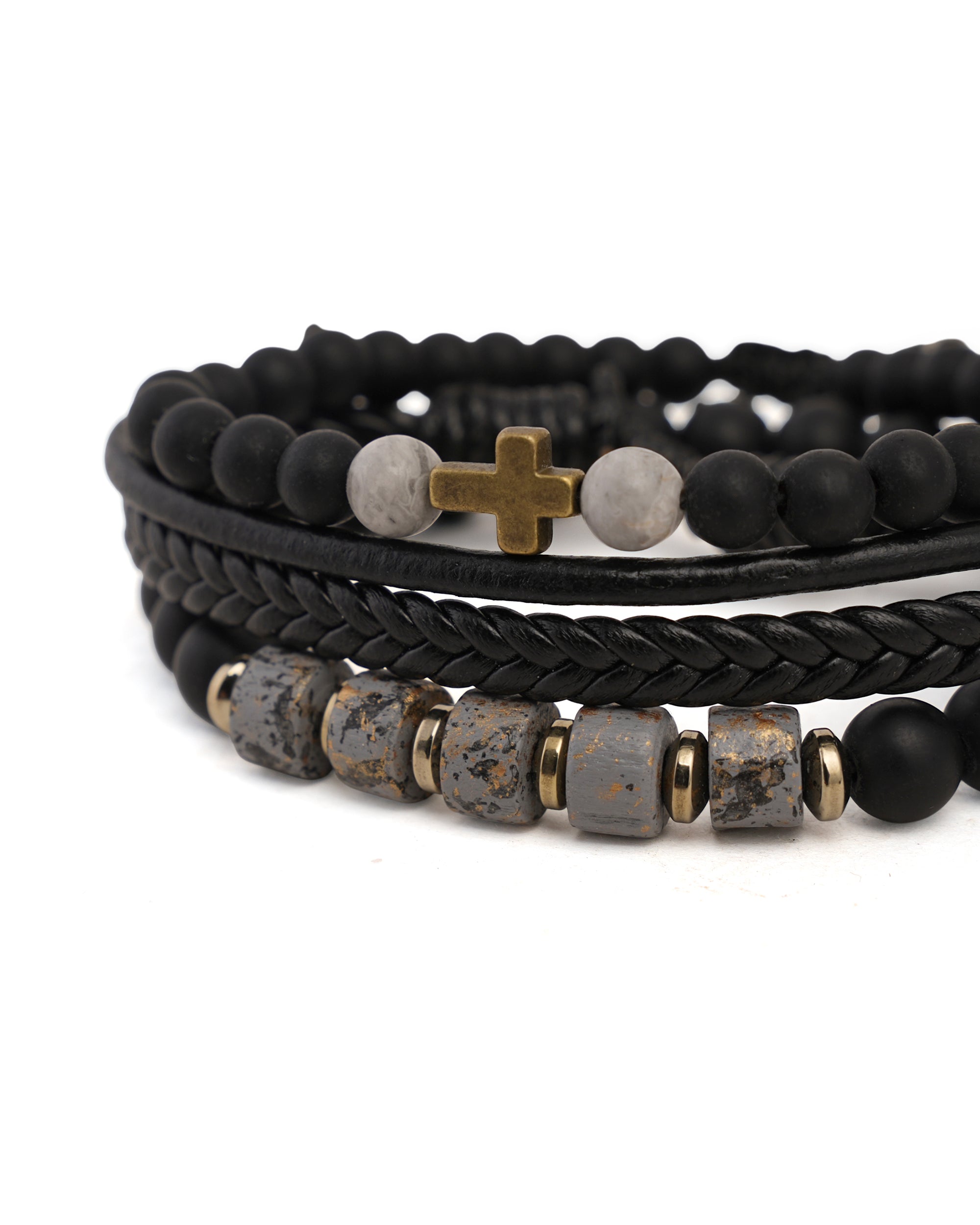 3 Pcs Gents Leather Bracelets, Men's Jewellery, Chase Value, Chase Value