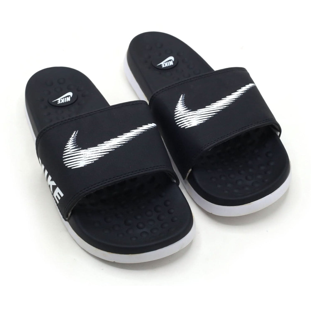 Synthetic Slip On Flat Nike 22 Slider - Black, Men's Slippers, Chase Value, Chase Value